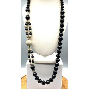Retro Asymmetrical Emo Necklace, Long Black and Gray Runway Statement Vintage